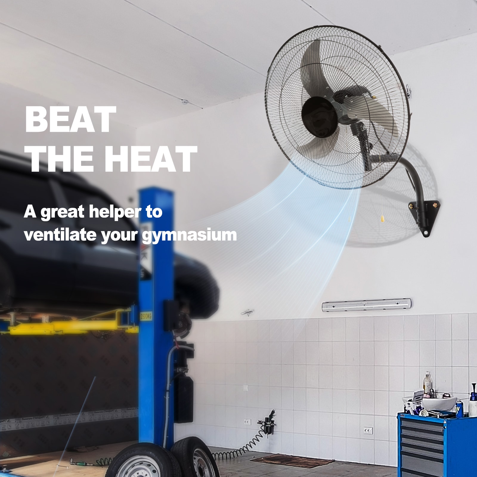 Wall Mounted Oscillating Industrial Fan 3 Speed High Velocity Black_voghion.com